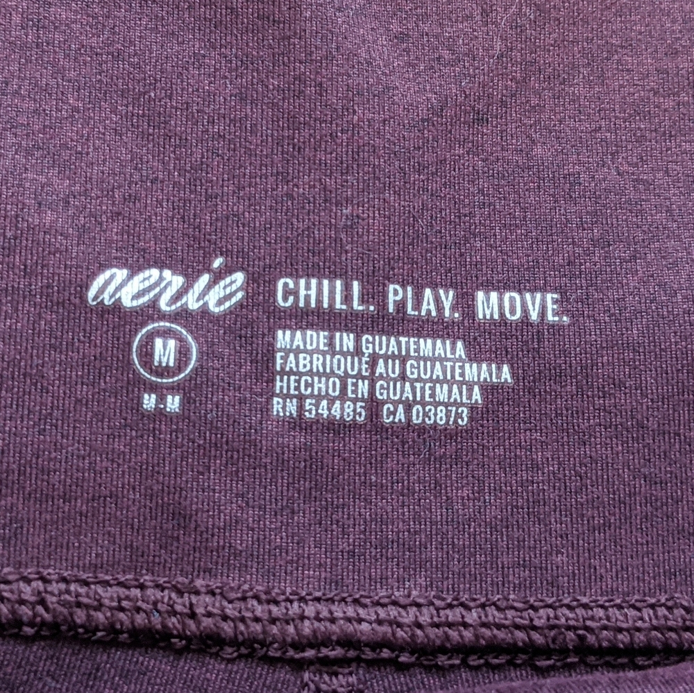 Aerie Move Mesh Leggings 7/8 Burgundy Medium - Picture 4 of 4